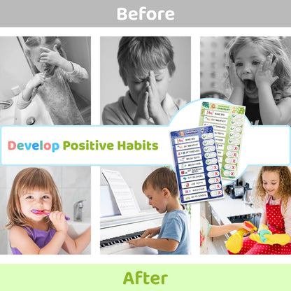 Upgraded Slider 3 in 1 Bedtime/Morning/Daily Routine Chart for Kids, Magnetic Chore Chart for Kids, Visual Schedule for Kids Toddlers Schedule Board for Home