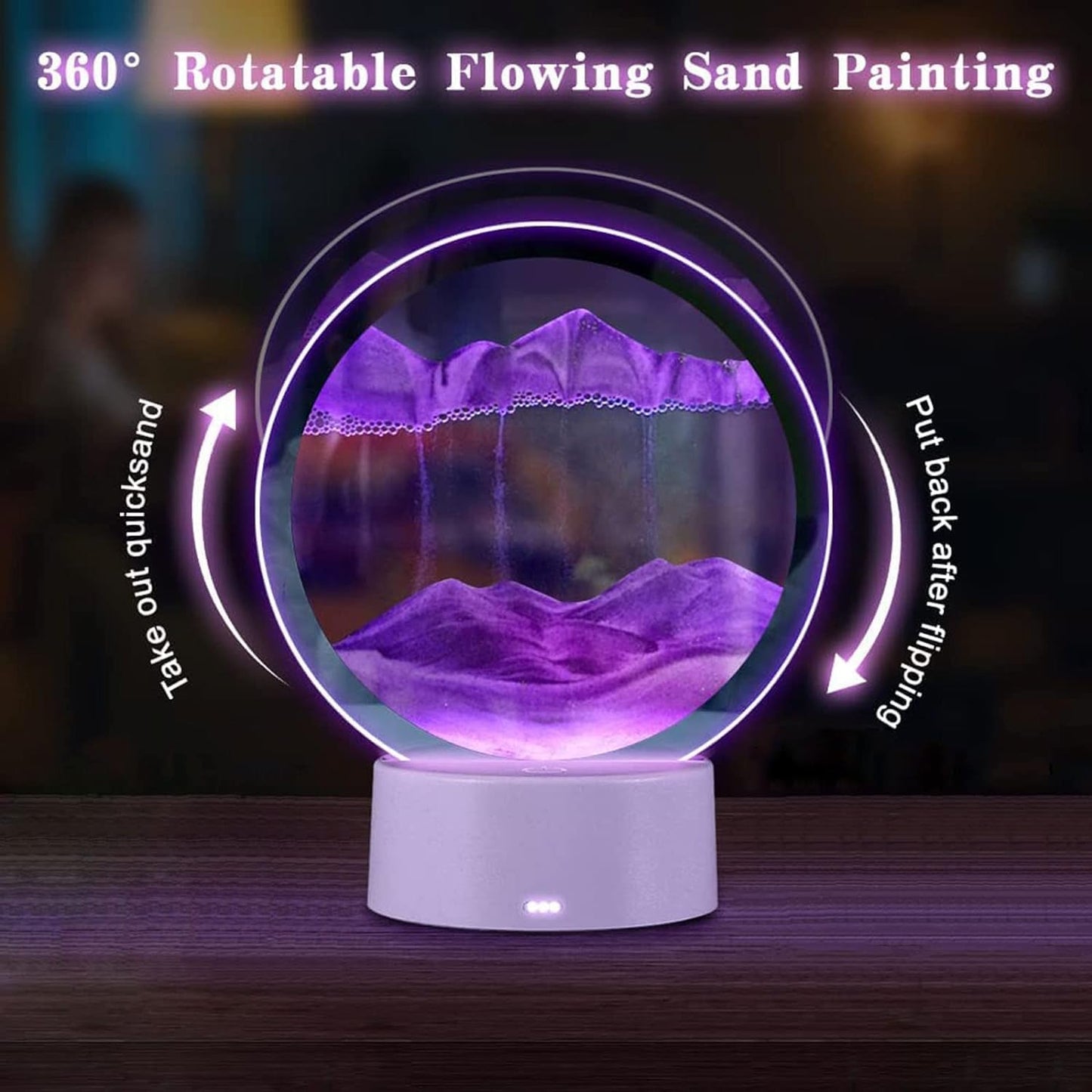 Moving Sand Art Picture Round Glass 3D Deep Sea Sandscape in Motion Display Flowing Sand Frame, Large Desktop Art Toys, Home & Office Desktop Decorations(Black, RC-Crotrol)