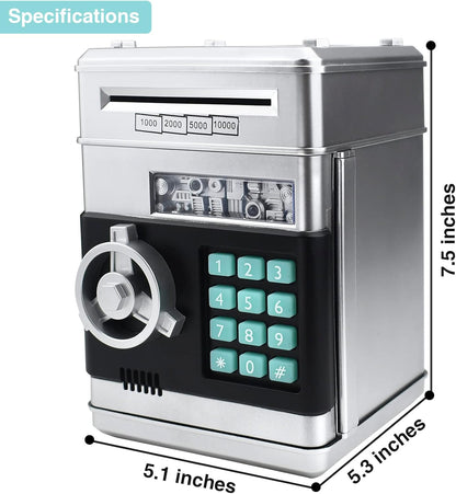 Mini ATM Piggy Bank ATM Machine Best Gift for Kids,Electronic Code Piggy Bank Money Counter Safe Box Coin Bank for Boys Girls Password Lock Case (Rose Gold)