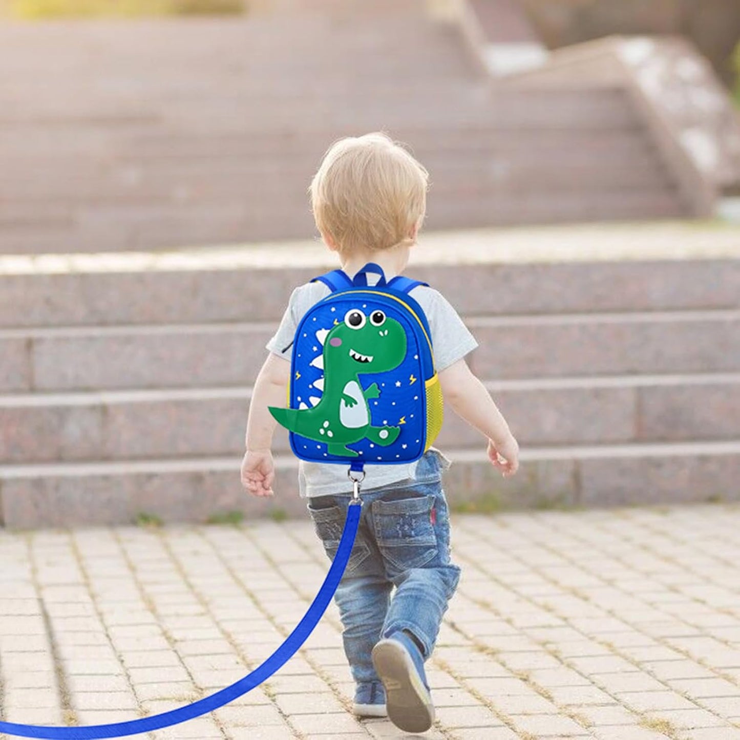 Accmor Toddler Backpack Leash with Anti Lost Wrist Link, Cute Dinosaur Kids Backpacks for Boys Aged 1-3, Mini Baby Bag Tether Walking Harness Wristband Keep Child Close Rope Rein for Travel Outdoor