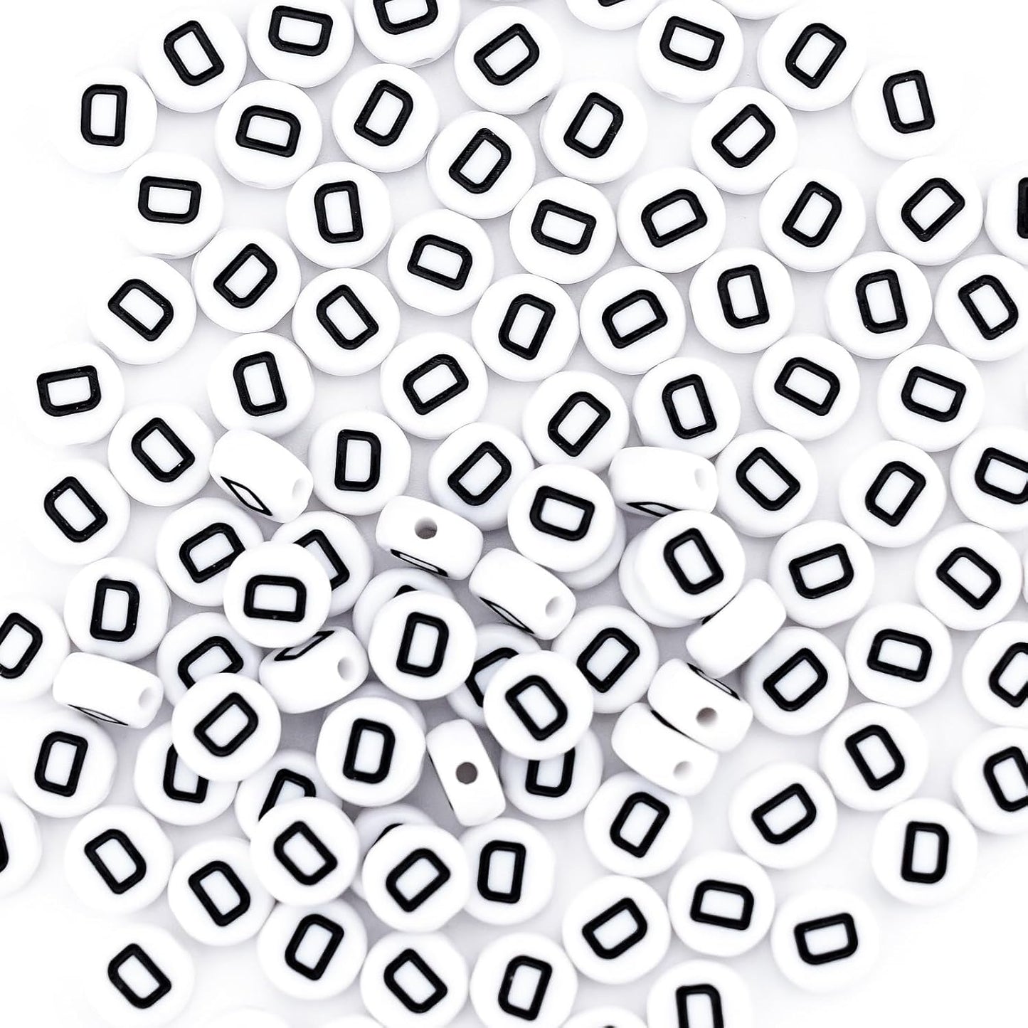 300Pcs Vowel Letter Pony Beads for Charms Bracelets Making 4X7mm Individual Round White Alphabet Beads U