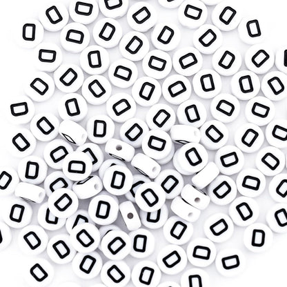 300Pcs Vowel Letter Pony Beads for Charms Bracelets Making 4X7mm Individual Round White Alphabet Beads U