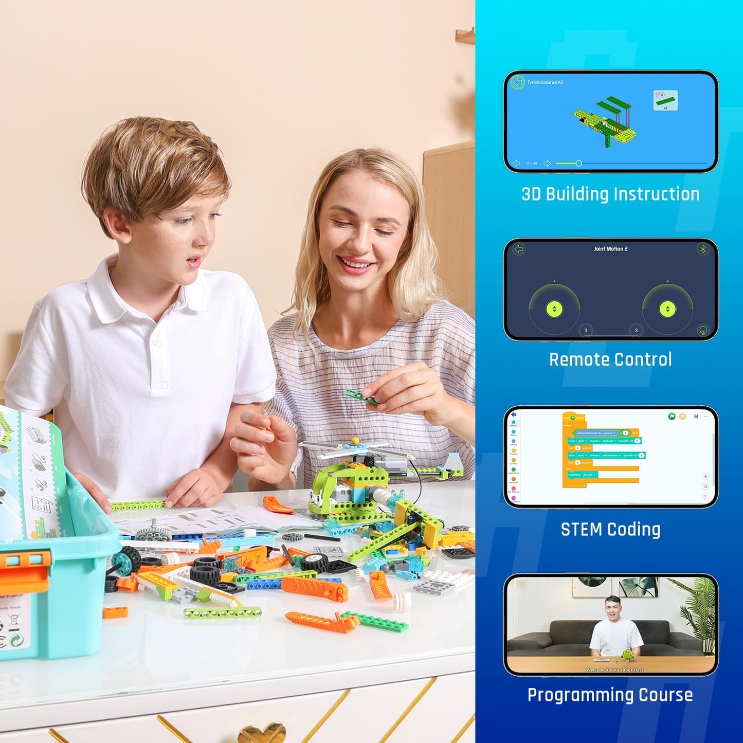 makerzoid Building Robot Kit, 370+ Educational DIY Building Blocks, 100+ Models STEM Robot Toy for Kids Ages 6+, Birthday Christmas Graduation Gift for Boys Girls