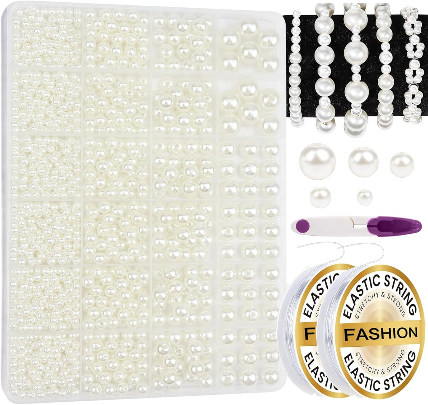 Hpebl 2136PCS Beads for Bracelets Pearl Bracelet Making Kit Friendship Bracelet Kits Bracelet Bead Kits Small Pearl Bead and Gold Beads Beading Kit for Bracelets Jewelry Making Kit