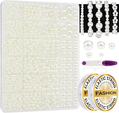 Hpebl 2136PCS Beads for Bracelets Pearl Bracelet Making Kit Friendship Bracelet Kits Bracelet Bead Kits Small Pearl Bead and Gold Beads Beading Kit for Bracelets Jewelry Making Kit