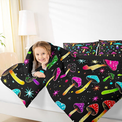 Erosebridal Drum Kit 3D Print Kids Comforter Sets Rock Music Themed Full Bedding Set for Boys Girls Musical Pattern Comforter Set,Colorful Retro Style Quilt Duvet 3 Pcs