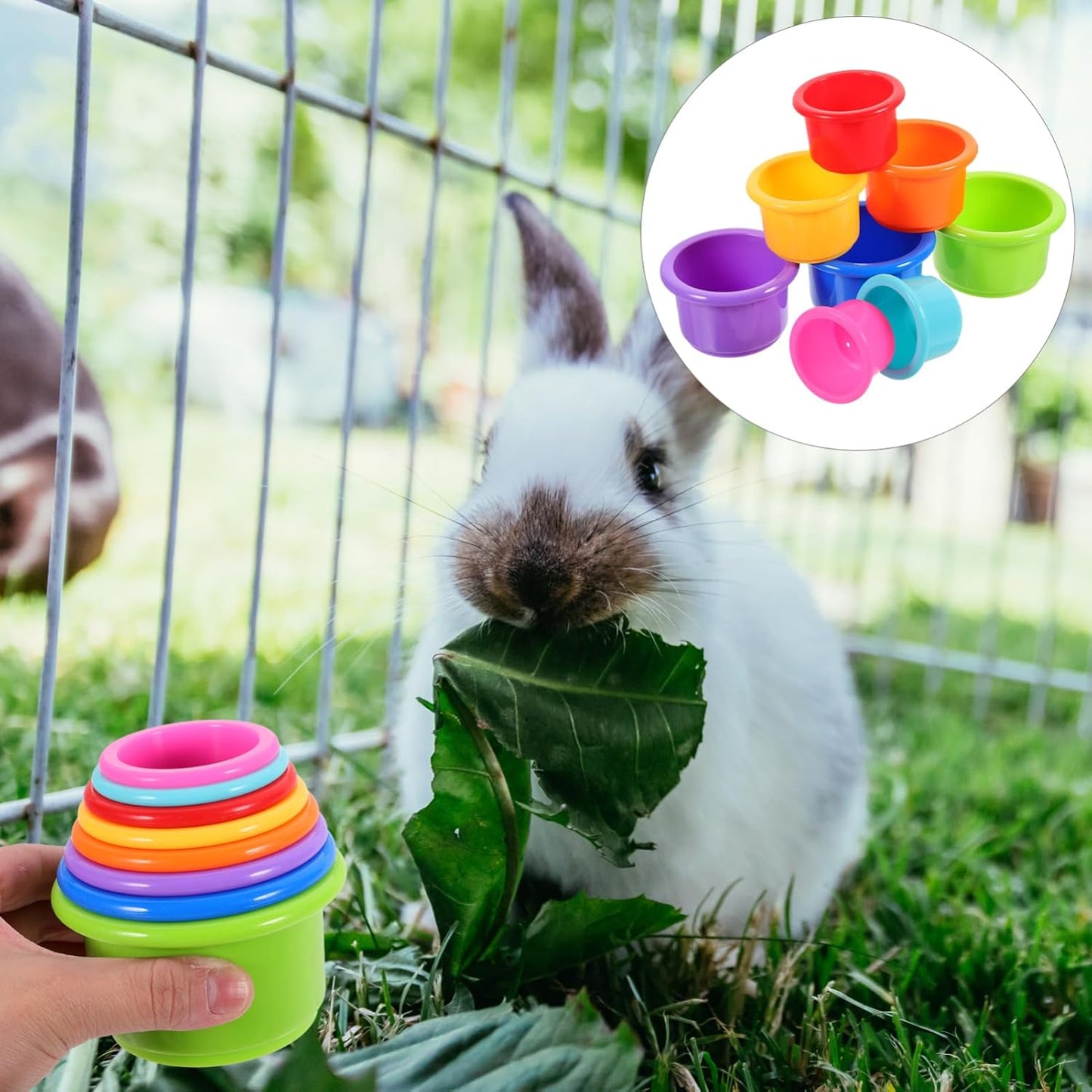 Garneck 8pcs Plastic Nesting Toys for Rabbits Bunny Cups Stacking Cups for Toddlers Safe Food-Grade Material for Hiding Food