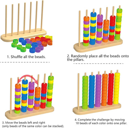 Color Matching Stacking Puzzle Game, Fast Pattern Challenge Ring Stack Puzzle for 2 Players| Competitive Tabletop Brain Teaser for Family Game Night