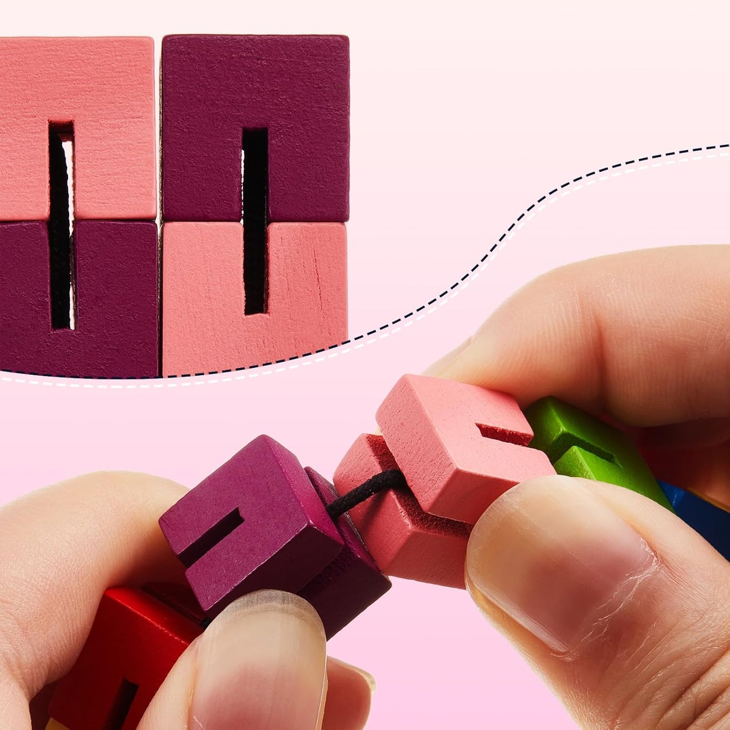 6 Pcs Wooden Fidget Toy Twist Block Cubes Puzzle Sensory Toys Fidget Cubes for Teens Party Favors for Boys and Girls