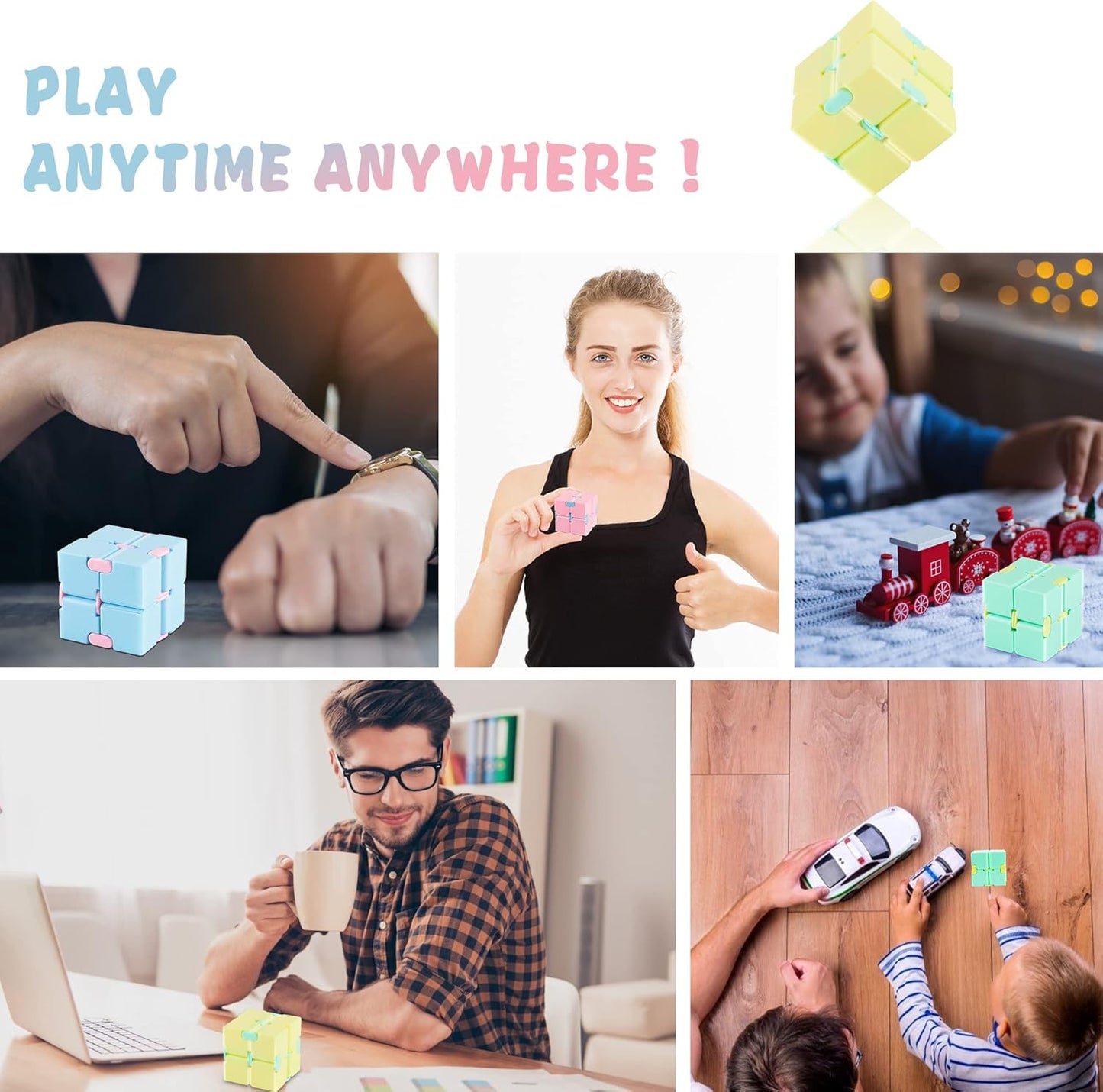4 Packs Infinity Cube Toy Stress Relieving Game for Kids and Adults,Cute Mini Unique Gadget Anxiety Relief Kill Time Magic Puzzle Flip ADD, ADHD, Killing