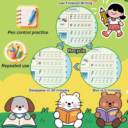 Magic grooved Writing Practice Book, Reusable grooved Handwriting Practice for Kids, Tiny Thinkers Handwriting Practice Magic Copybook, for grooved Writing Books for Kids 3-5