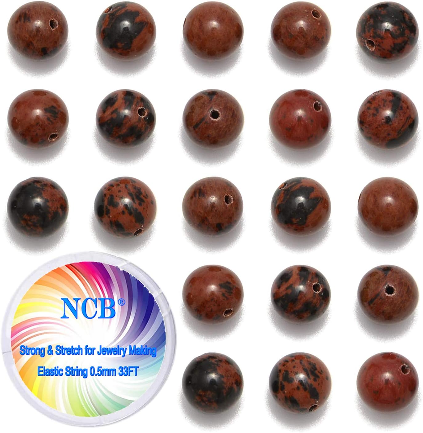 NCB 100pcs Original Natural Stone Beads Gemstone Round Loose Beads 6mm 8mm 10mm (Blue Aventurine, 6mm 100Beads) - Colors B