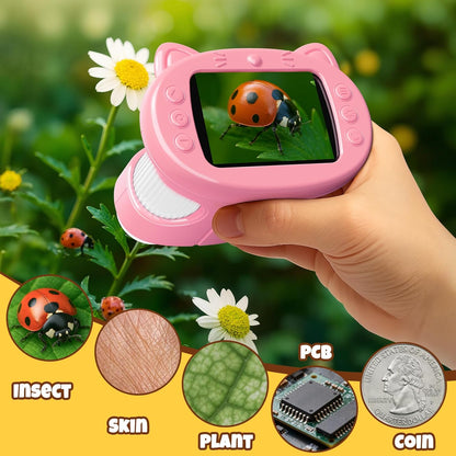 Handheld Digital Mini Microscope for Kids: 1000X 4K Portable Pocket 2.4" Screen Microscopes Toys STEM Electronic Learning Educational Science Kit 8-12 Birthday Gift 4 5 6 7 Year Old Boy Girl (Yellow)