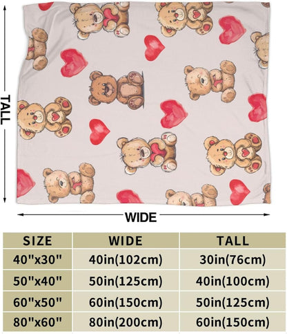 Bear Print Blanket Cute Baby Bear Fleece Throw Blanket Fuzzy Plush Super Soft Cozy Warm Decor Blanket Toddler Nursery Gifts for Boys Girls Kids Adult Men Women 40"x50"
