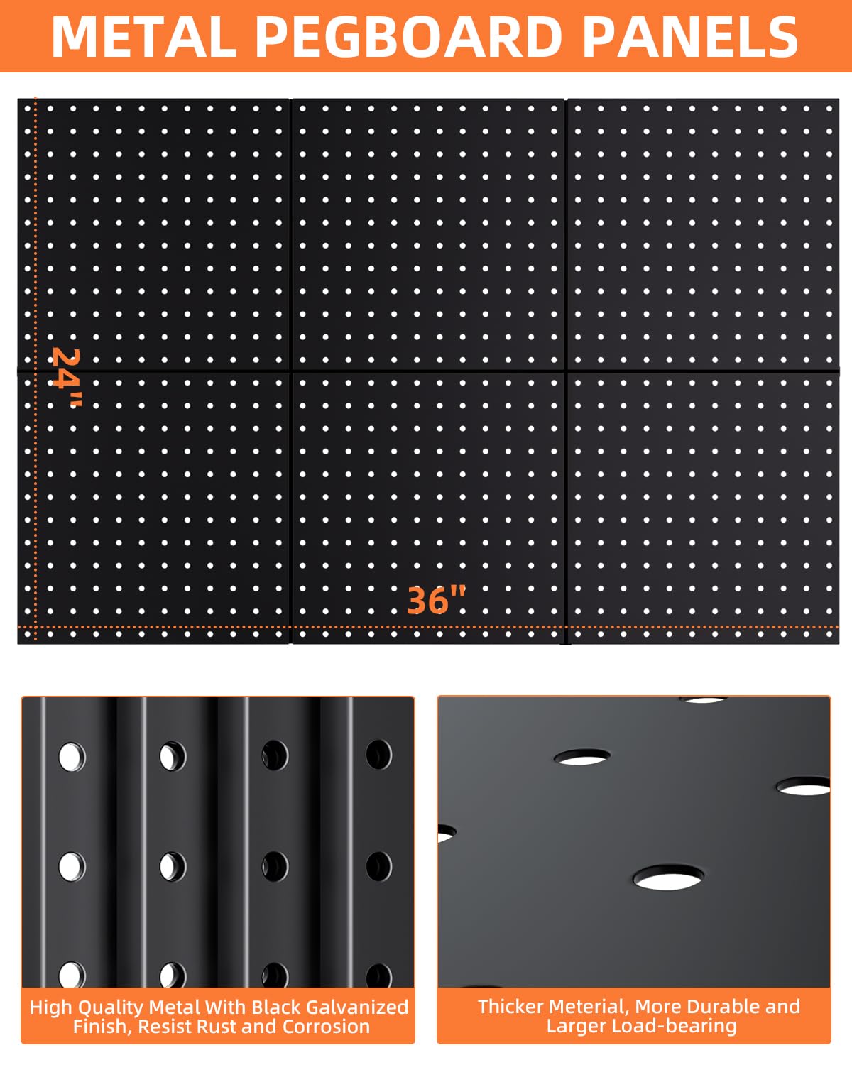 INCLY 70PCS Pegboard Wall Organizer, 4PCS Metal Peg Board Panels with 66PCS 1/4" Pegboard Hooks Accessories Kit, Black Peg Board for Walls Home, Garage Tool Storage, Workbench Organization