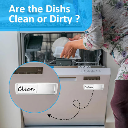 Dishwasher Magnet Clean Dirty Sign, Slide Strong Clean and Dirty Refrigerator Magnet Indicator for Dishwasher, Non-Scratch, Easy to Read, Self-Adhesive for Non-Magnetic Dishwasher（LightGray Brown）