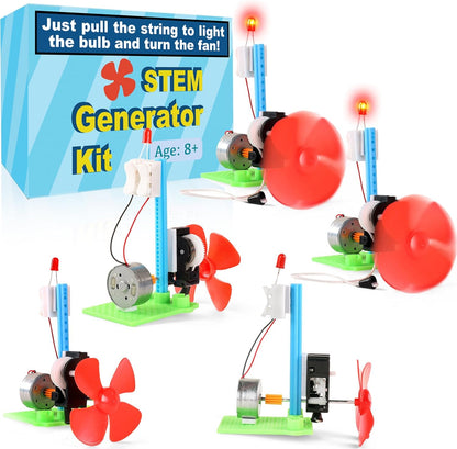 5 Bulk STEM Generator Kits for Kids, DC Motor Science Experiments, Engineering Building Projects Activities STEAM Toys, Class Educational Learning Classroom Activity, Free Energy Hand Generators Kit