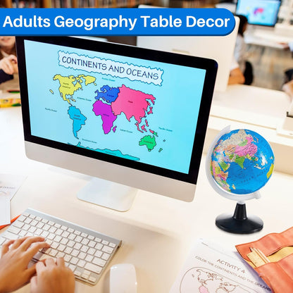 Henoyso 6 Pcs World Globe for Kid 4.6'' Educational Mini Desk Decorative Earth Globes with Black Stand Learning Rotating World Map for End of School Year Graduate Gift Geography Classroom Table Decor