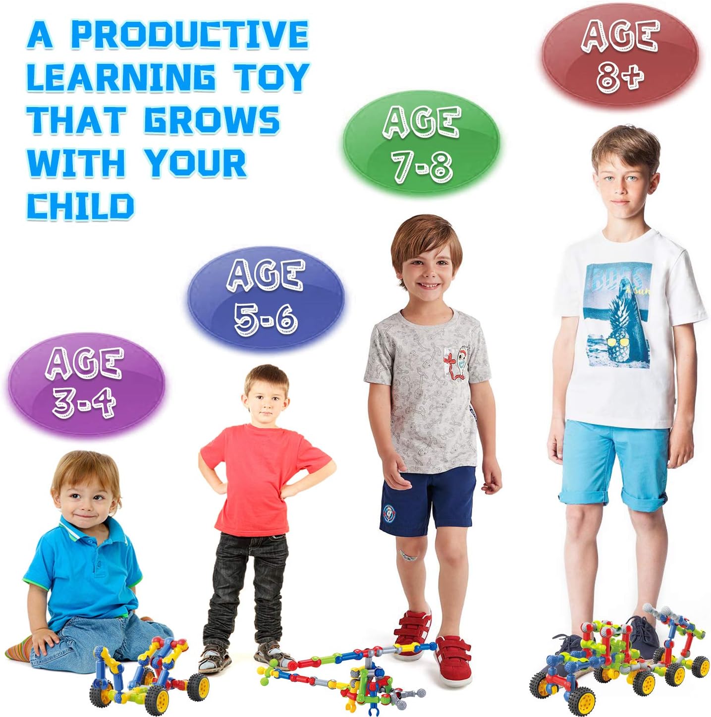 Caferria Kids Building Kit STEM Toys, 110 Pcs Educational Construction Engineering Building Blocks DIY Learning Set for Ages 3-10 Year Old Boys Girls, Best Gift for Children Creative Games Fun Play