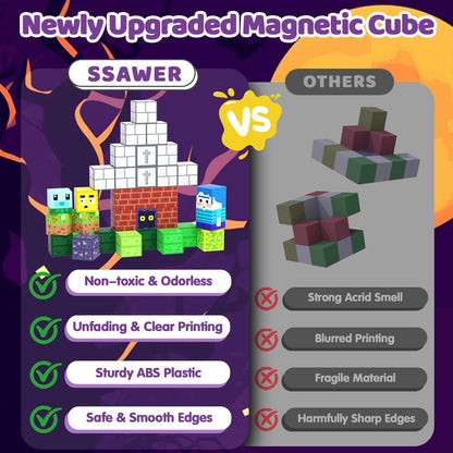 Magnetic Blocks Toys for Kids, 100 PCS Building Blocks Cubes, Stacking Magnetic Tiles Toys for Kids Toddlers Boys Girls Ages 3 4 5 6 7 8-12 Birthday Gifts Party Supplies (Underworld)