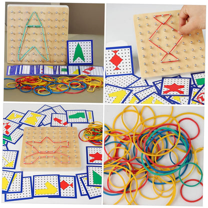 1Set Geoboard for Educational Mathematical Nail Plate Geometric Shape Learning Tool Enhance Creativity and Motor Skills Present