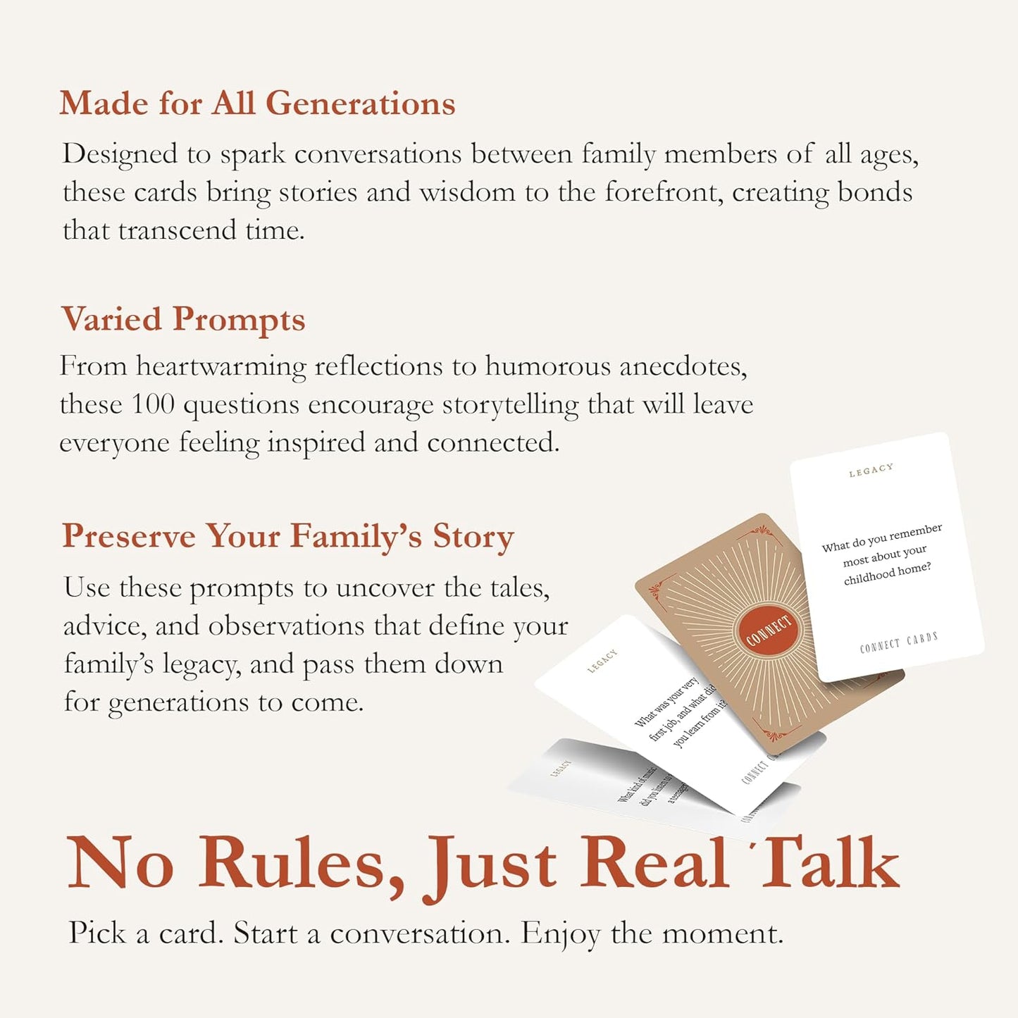Connect Cards Family Edition - 100 Family Conversation Cards for Kids and Parents to Spark Deeper Connections & Meaningful Moments - Conversation Starters at Home, Dinner, or Travel
