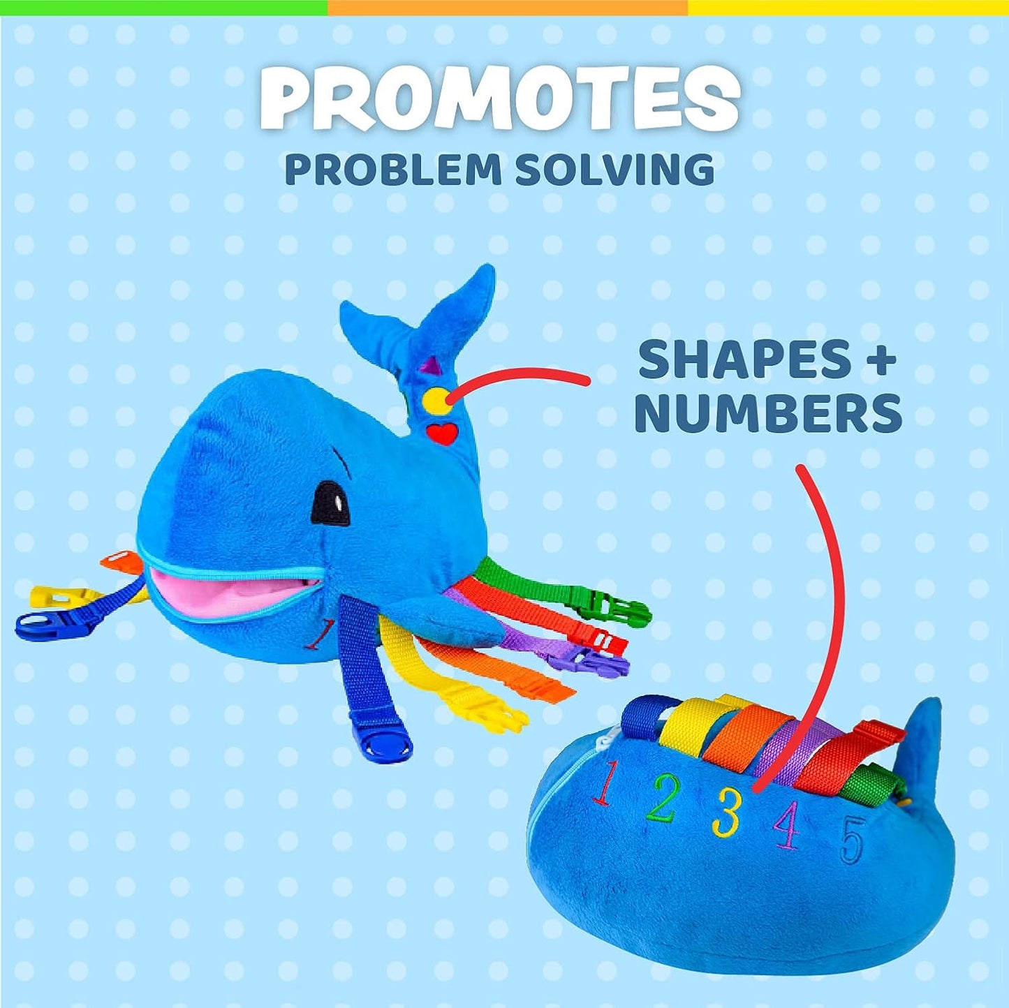 Buckle Toys - Bubbly Narwhal - Develop Fine Motor Skills - Sensory Learning Activity Toys - Toddler Plane Travel Essential