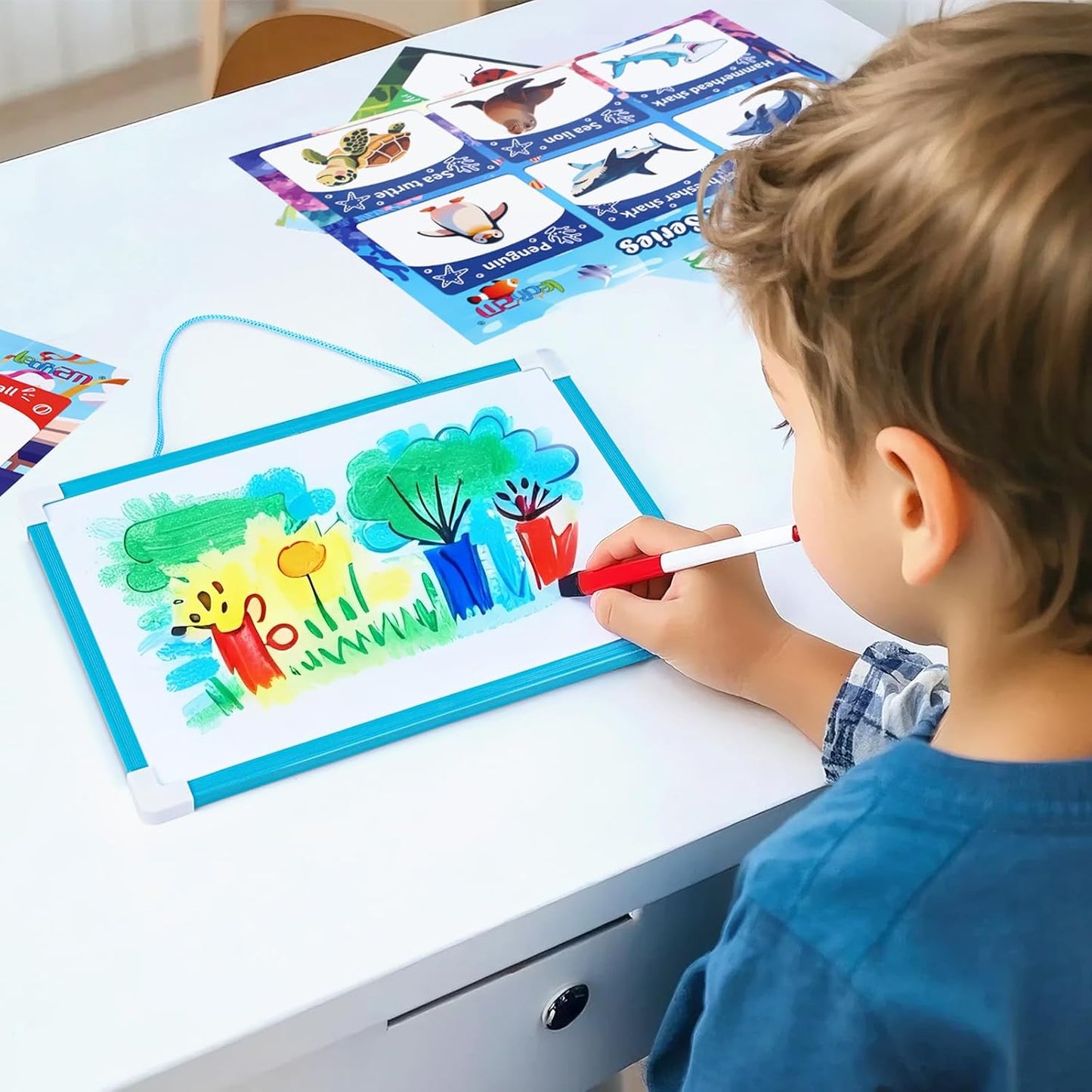 Sorting Toys for 3-5 Year Olds, 7 Themed Matching Games with Magnetic Whiteboard, Montessori Fine Motor & Writing Practice, Speech Therapy & Classroom Learning Gift