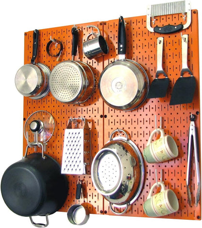 Wall Control Kitchen Pegboard Organizer Pots and Pans Storage Rack Organization Kit with Green Pegboard and White Accessories