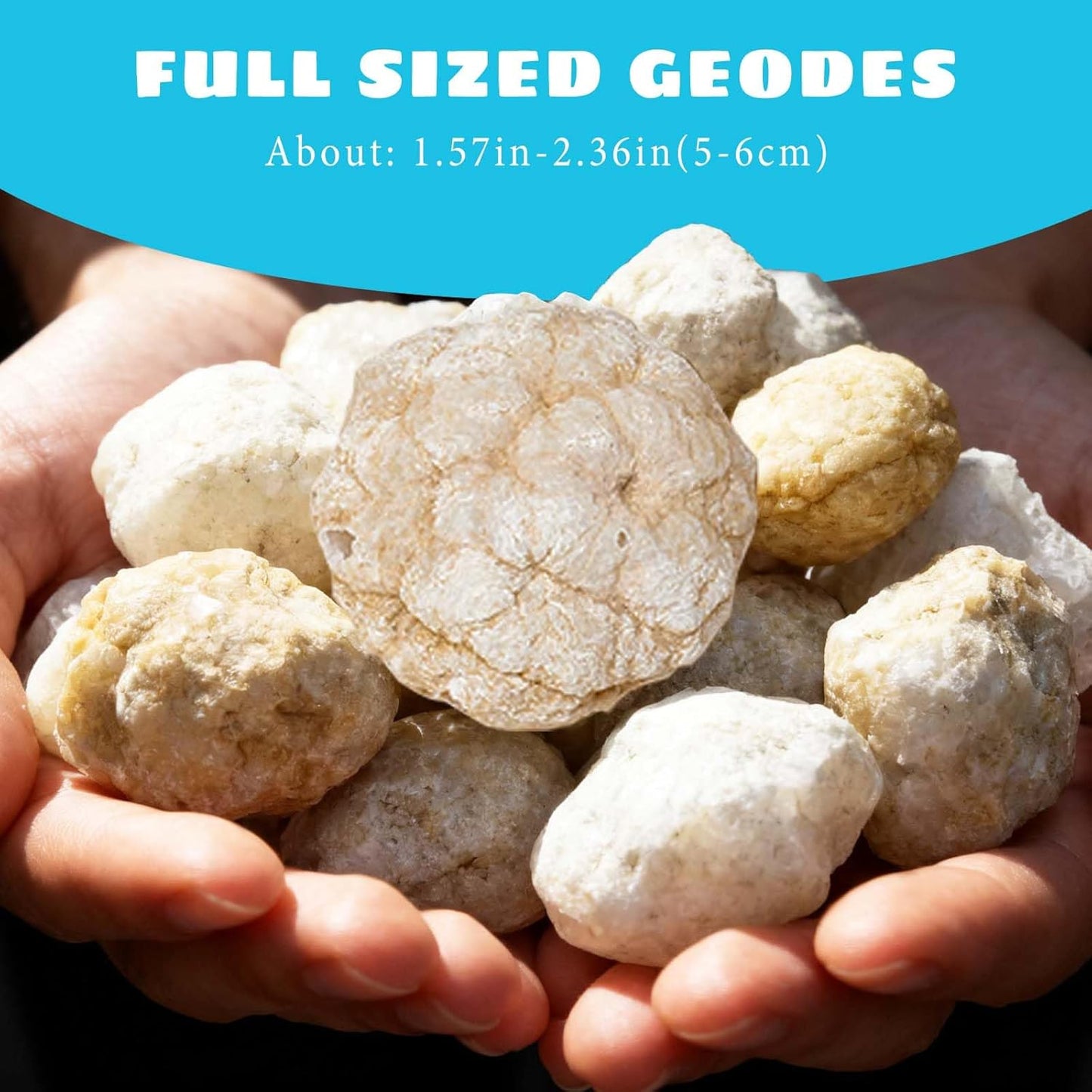 Runyangshi 25 Pcs Morocco Geode Break Your Own Kit - 1.18-1.57 in Natural Geodes with Magnifying Glass, Safety Goggles, Velvet Bag, Instruction Guide, STEM Science Kit for Rock Enthusiasts