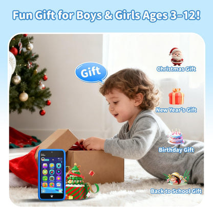 MOMILLA Kids Smart Phone Toys for Girls, 3.97” Touchscreen, Dual Cameras with Stickers, 200+ Games & 16GB Storage, Christmas Birthday Gifts for Kids Age 3-10, Educational Mini Toddler Play Phone Toy