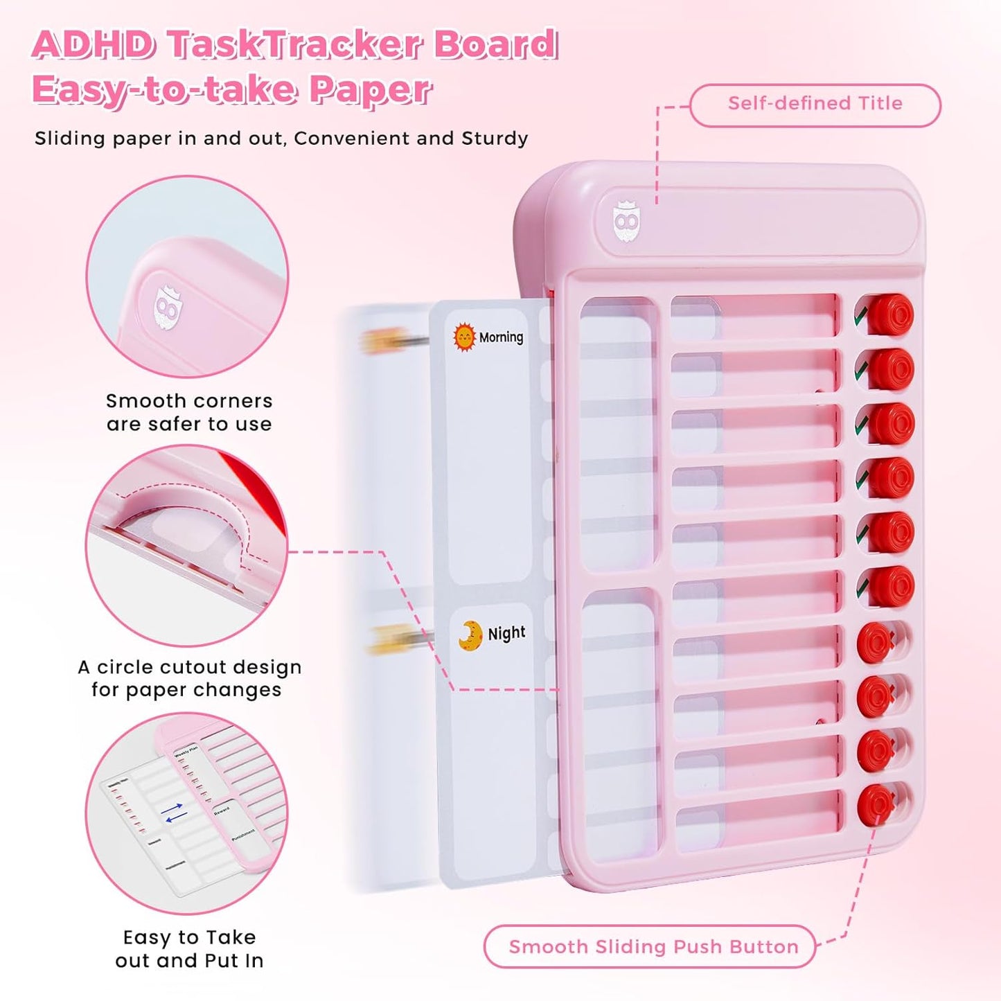 Magnetic Chore Chart for Kids, ADHD Tools for Kids to Do List Checklist Task Board Routine Chart Visual Schedule for Fridge with 10 Sliders and Magnetic Marker - White