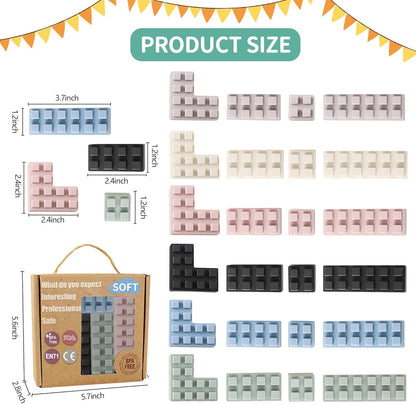 Soft Building Blocks for Toddlers, Large Building Blocks Stacking Blocks for Babies 6 Months and Up Stem Toddler Gifts, Teething Toys, 40 PCS