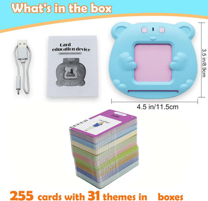 Spanish & English 510 Words Alphabet Bilingual Talking Flash Cards for 3-8 Years Toddlers, Pocket Speech Buddy Therapy Autism Toys, Educational Learning Interactive Toy for Boys Girls Kids Gifts Blue