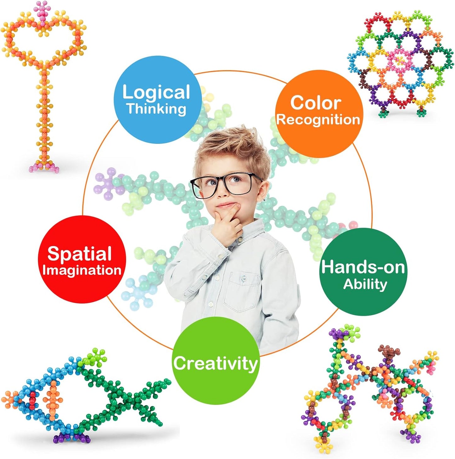 NEOACT 200PCS Building Blocks Kids Educational Building Toys Interlocking Plastic Connect Block Manipulatives for Preschool Kids Aged 3+, Creativity Kid Toy Classroom Kindergarten Toys