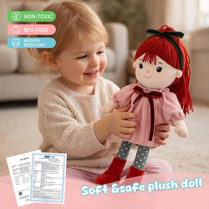 Soft Baby Doll Toys,16 inch Educational Plush Doll for Girls Learning Sensory Montessori Toy Birthday Gifts Cuddly Plush Toys for Toddler Kids (Yellow)