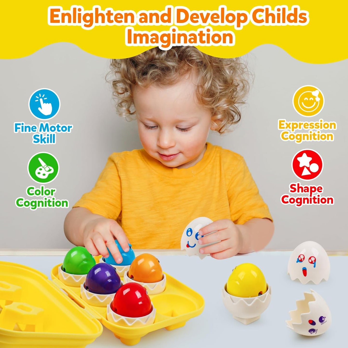 Egg Toys for Toddlers 1-3,Montessori Geometric Eggs Early Preschool Educational Learning Fine Motor Skills Color Sorting Satcking Travel Bingo Puzzle Matching Games for Kids Boys Girls