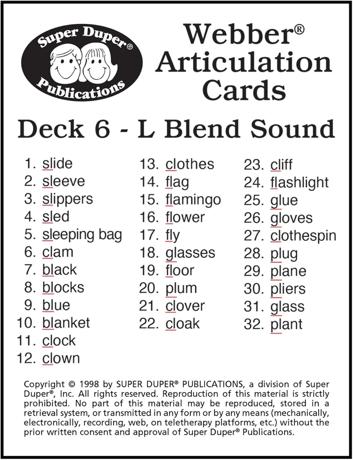 Super Duper Publications | Articulation L Blends Fun Deck | Vocabulary and Language Development Flash Cards | Educational Learning Materials for Children