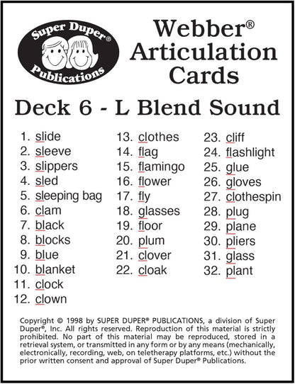 Super Duper Publications | Articulation L Blends Fun Deck | Vocabulary and Language Development Flash Cards | Educational Learning Materials for Children