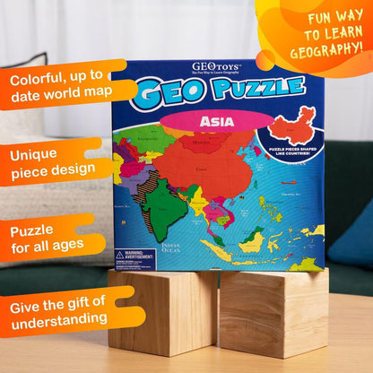 GeoToys GeoPuzzle, World Jigsaw Puzzles, 68 Pc Geography Game & Map Puzzle, Educational Games & Kids Learning Activities, Puzzle Gifts for Children Ages 6-9, Fun Learning Toys for Kids