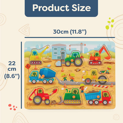 B. toys – Peek & Explore – Vehicles – Wooden Peg Puzzle for Toddlers, Kids – 8 Pieces – Fire Truck, Airplane, Taxi & More – 2+ Years