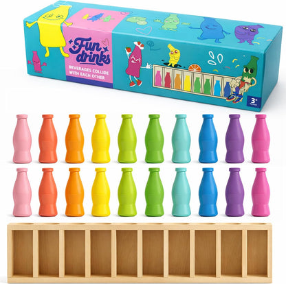 Match The Bottle Color Game, Fun Family Board Game for Kids and Adults 2–4 Players, Bottle Flip Challenge Toy for Travel, Camping, Holidays, Celebrate Birthday Party, Backyard Night (Medium, Plastic)