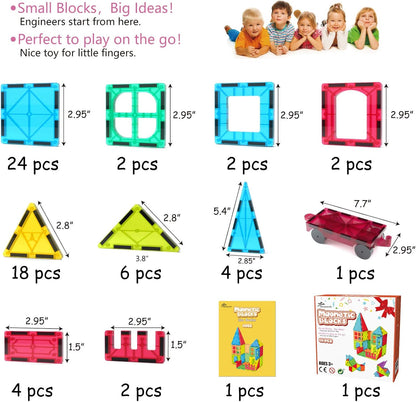Jasonwell 100pcs Magnetic Tiles Building Blocks Set for Boys Girls Preschool Educational Magnet Construction Kit Stacking STEM Toys Christmas Birthday Gift for Kids Toddler 3 4 5 6 7 8 9 10 + Year Old