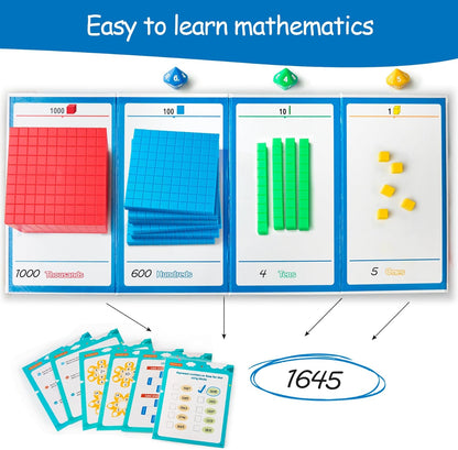 Base Ten Blocks Plastic 147 pcs Place Value Blocks with 3 dice CountingBlocks for Math Manipulatives Kindergarten Early Counting MathToy for 1st Grade Homeschool