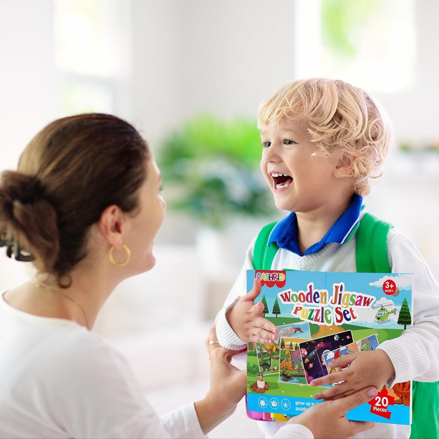 Wooden Puzzles Toys for Kids Ages 3-5, Set of 4 Packs with 20-Piece Farm, Animals Theme Wood Jigsaw Puzzles, Preschool Educational Brain Teaser Toys for Boys and Girls 3-6 Years Old.