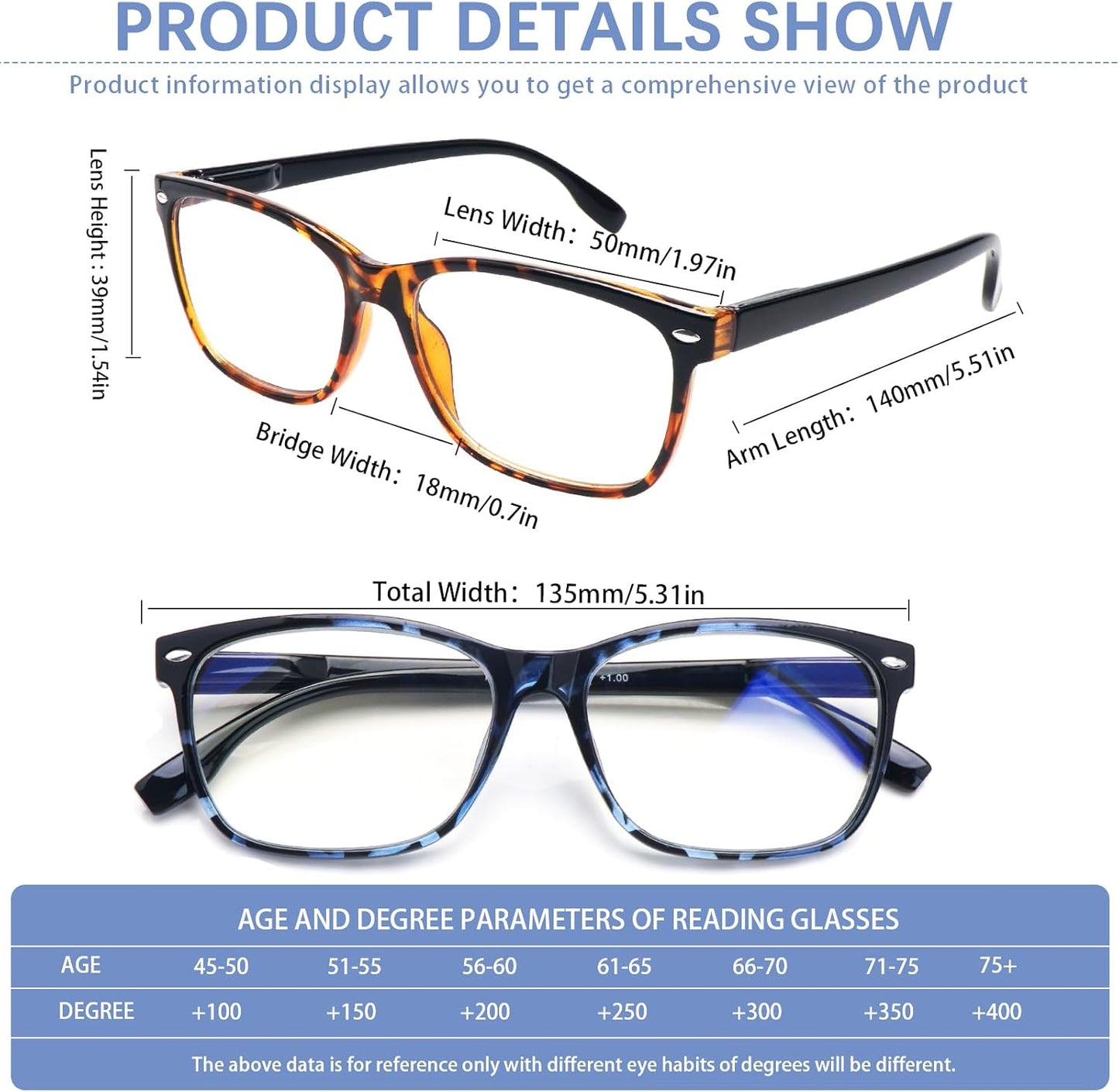 CLASAGA Progressive Multifocus Reading Glasses for Women, Pattern Print Blue Light Block Stylish Ladies Computer Readers