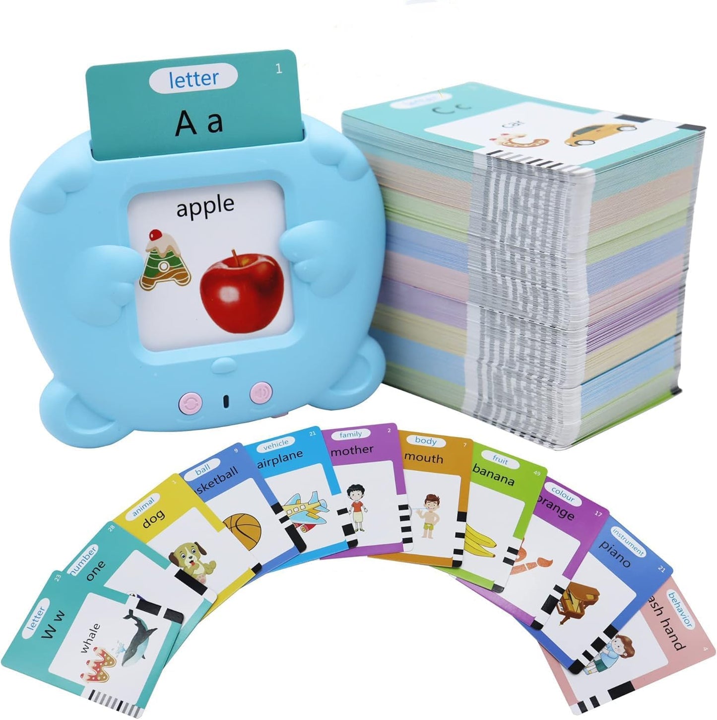 Spanish & English 510 Words Alphabet Bilingual Talking Flash Cards for 3-8 Years Toddlers, Pocket Speech Buddy Therapy Autism Toys, Educational Learning Interactive Toy for Boys Girls Kids Gifts Blue