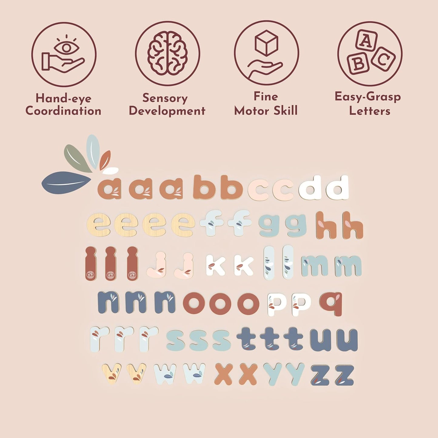 Speedy Monkey Colorful Wooden Alphabet Puzzle | Non Toxic, Child-Safe Paint, Learning Toy for Kids, Educational Fun, Easy-Grasp Letters, Enhances Fine Motor Skills