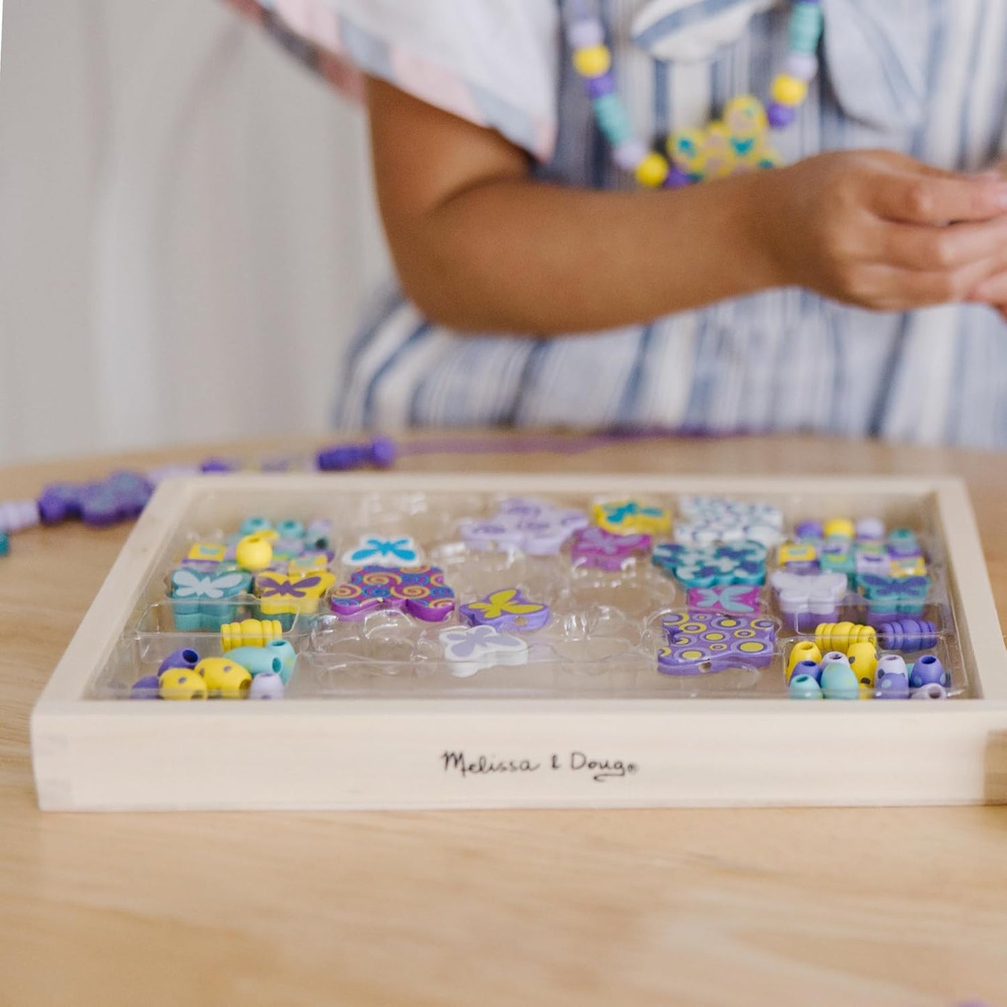 Melissa & Doug Sweet Hearts and Butterfly Friends Bead Set of 2-250+ Wooden Beads