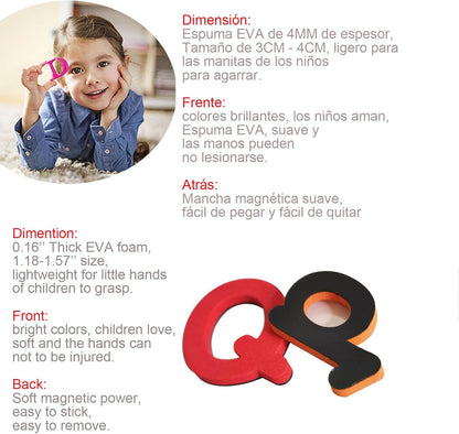 Spanish Magnetic Letters Alphabet Magnets - Letras Españolas y Números Magnéticos para Niños, 4 Colors for Classroom and Home Teaching, 4 Colores para La Enseñanza en Aula y Casa(4 Sets ES2)
